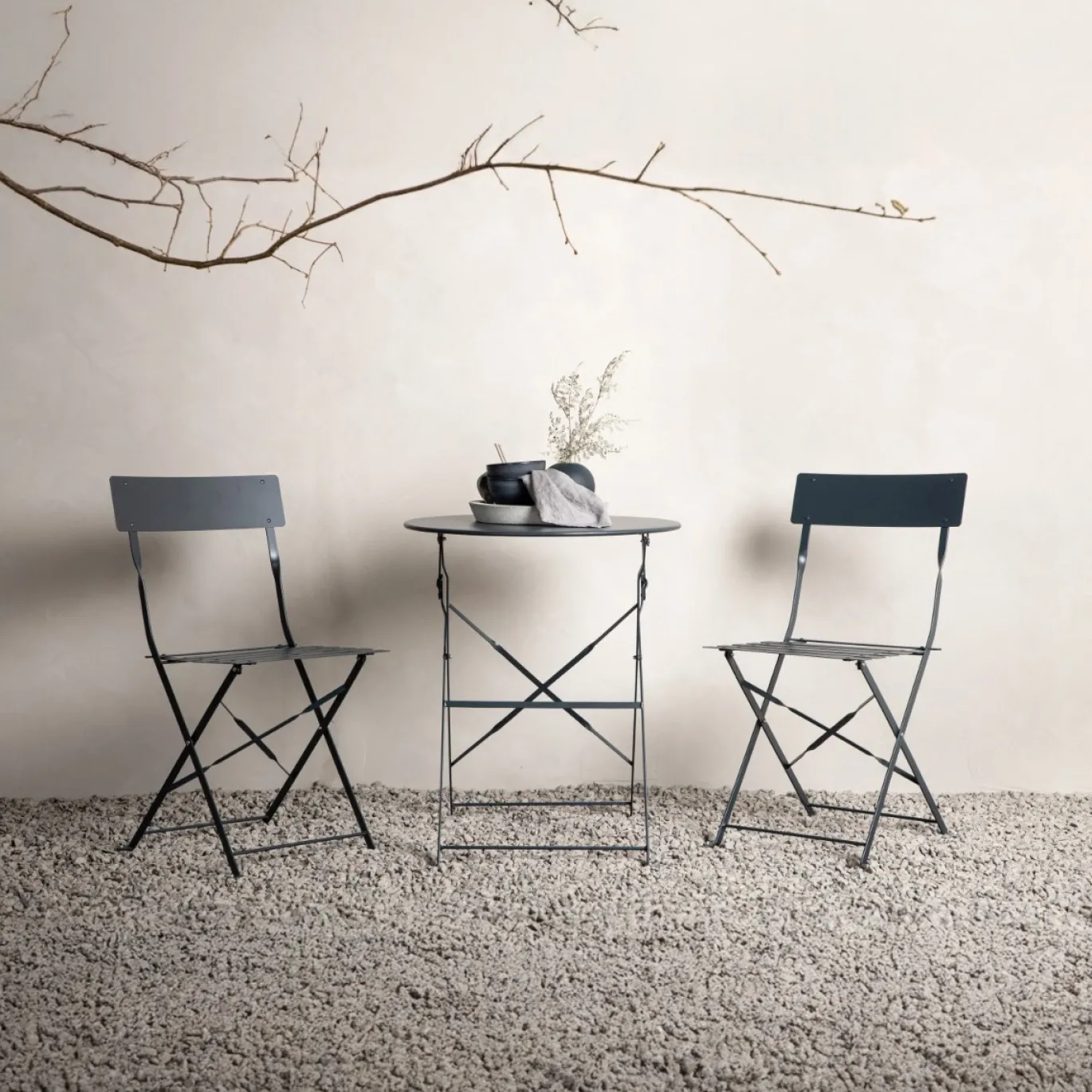 Fjôrd Caféset Marseille Staal Bistro Set Donkergrijs