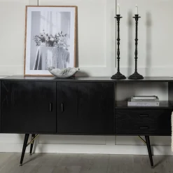 Fjôrd Dressoir Gold Zwart Fineer Brass