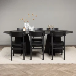 Fjôrd Eetkamerset Bootcut Zwart Rubberhout Met Ovale Eettafel
