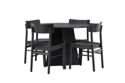 Fjôrd Eetkamerset Bootcut Zwart Rubberhout Met Ronde Eettafel
