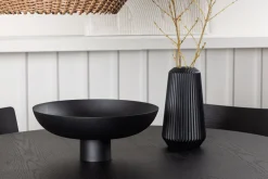 Fjôrd Eetkamerset Bootcut Zwart Rubberhout Met Ronde Eettafel