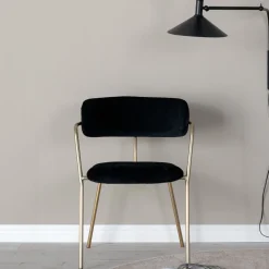 Fjôrd Eetkamerstoel Arrow Zwart Velvet & Goud Onderstel