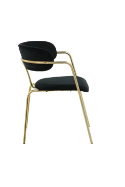 Fjôrd Eetkamerstoel Arrow Zwart Velvet & Goud Onderstel