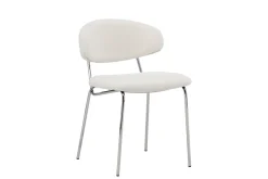 Fjôrd Eetkamerstoel Chico Wit/Chrome Bouclé