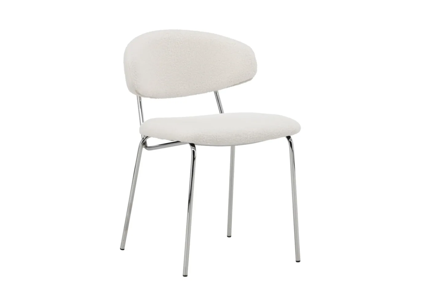 Fjôrd Eetkamerstoel Chico Wit/Chrome Bouclé