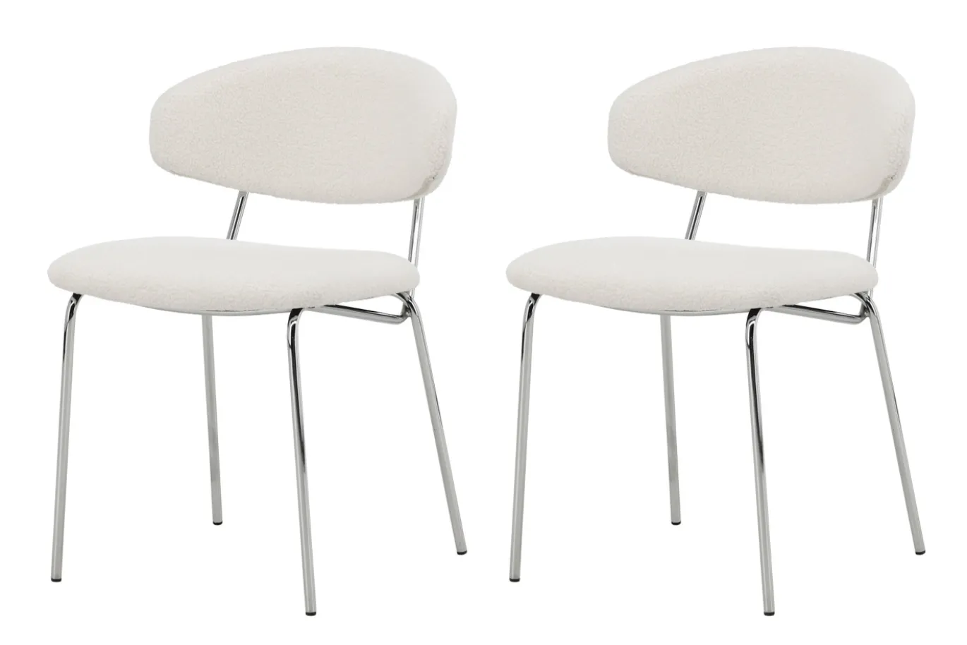 Fjôrd Eetkamerstoel Chico Wit/Chrome Bouclé
