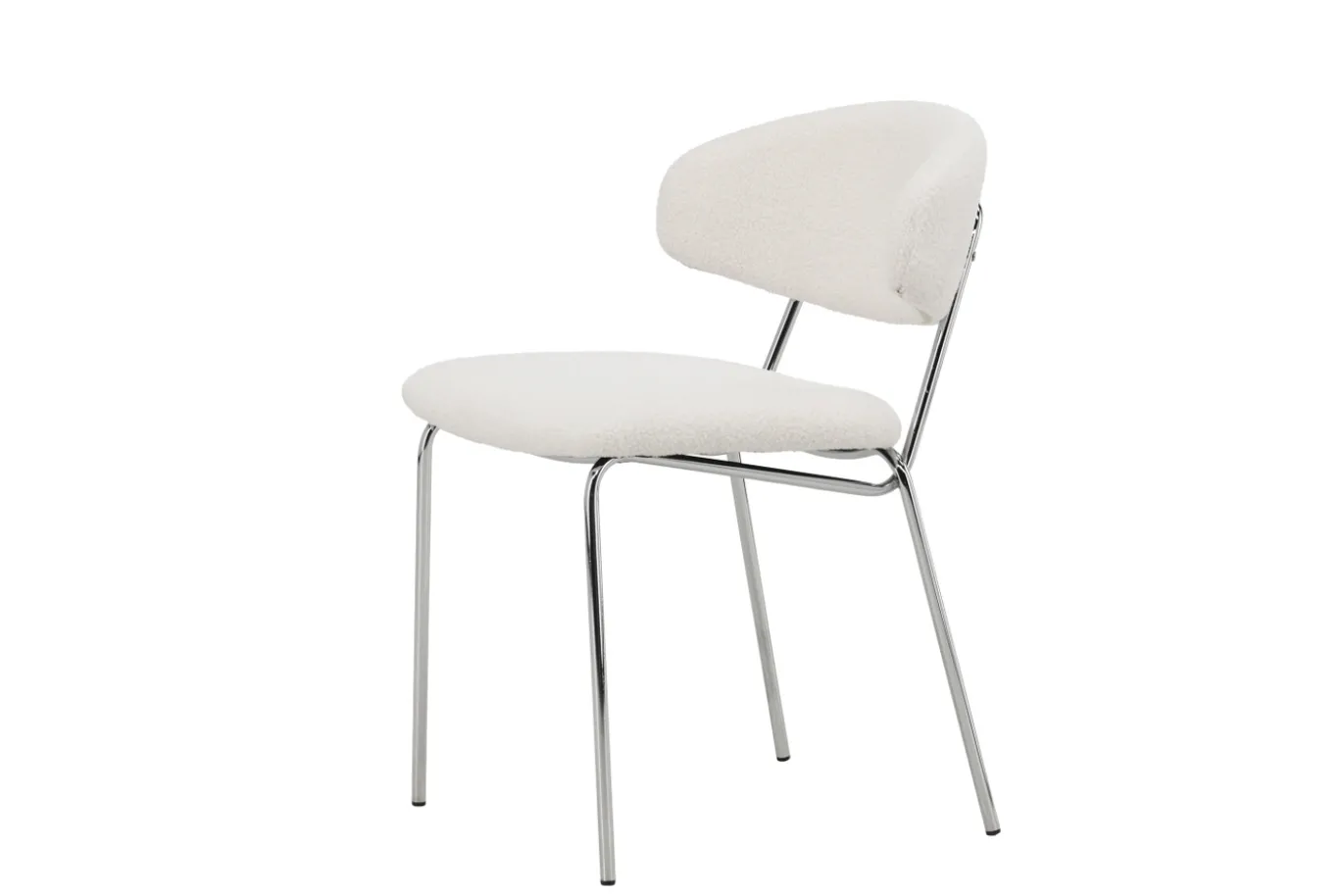 Fjôrd Eetkamerstoel Chico Wit/Chrome Bouclé