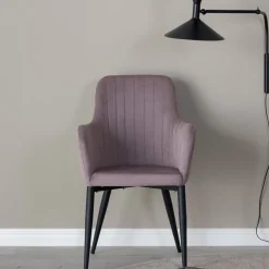 Fjôrd Eetkamerstoel Comfort Zwart/Dusty Roze Corduroy