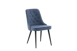 Fjôrd Eetkamerstoel Deluxe Zwart/Blauw Stof
