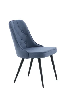 Fjôrd Eetkamerstoel Deluxe Zwart/Blauw Stof