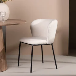 Fjôrd Eetkamerstoel Edina Zwart/Wit Boucle