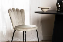 Fjôrd Eetkamerstoel Limhamn Licht Zwart/Beige Velvet