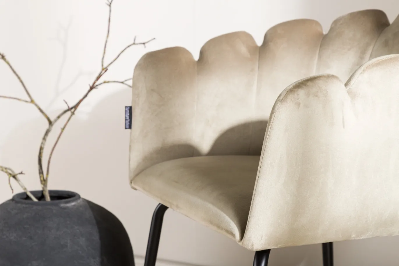 Fjôrd Eetkamerstoel Limhamn Zwart/Beige Velvet