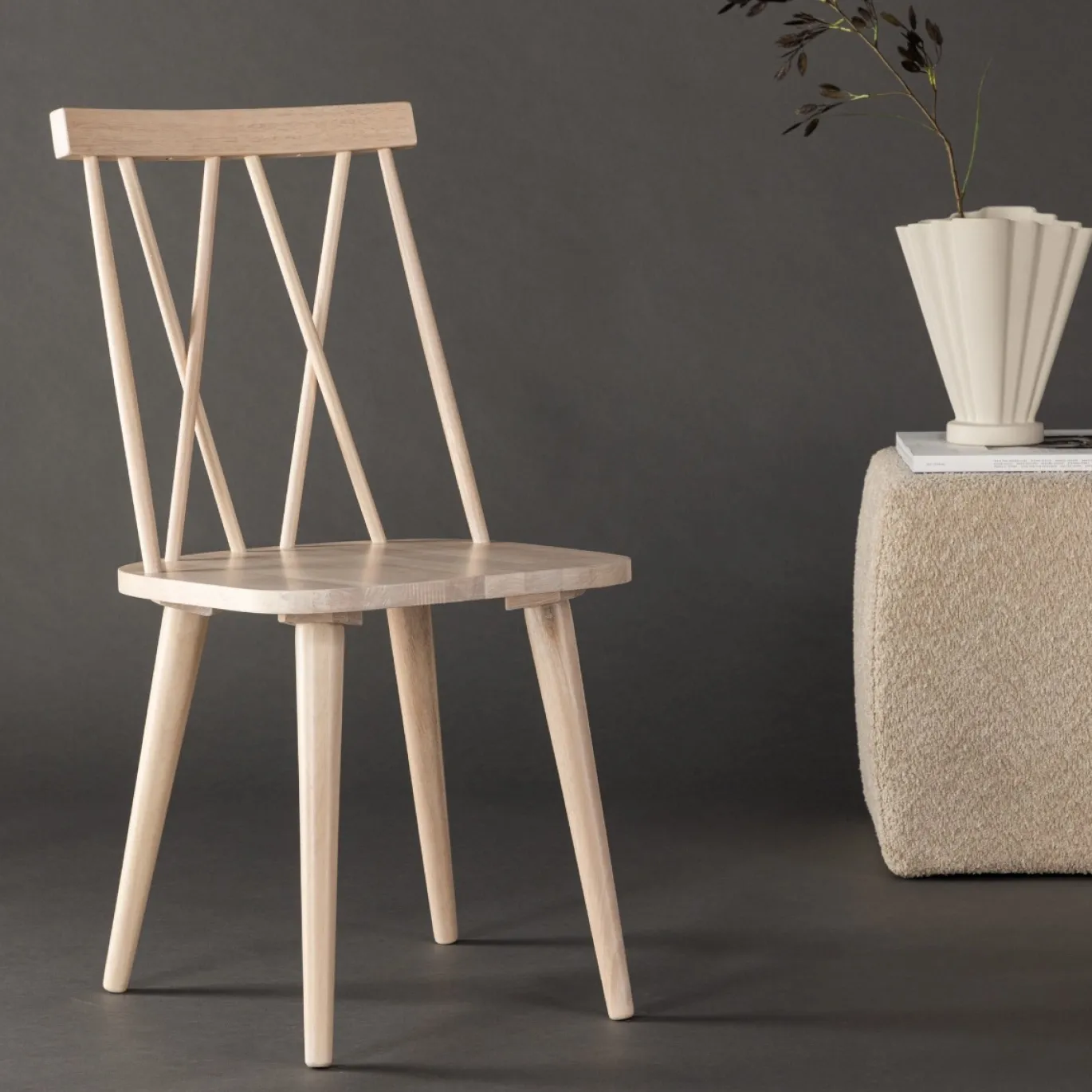 Fjôrd Eetkamerstoel Mariette Whitewash Solid Rubber Hout