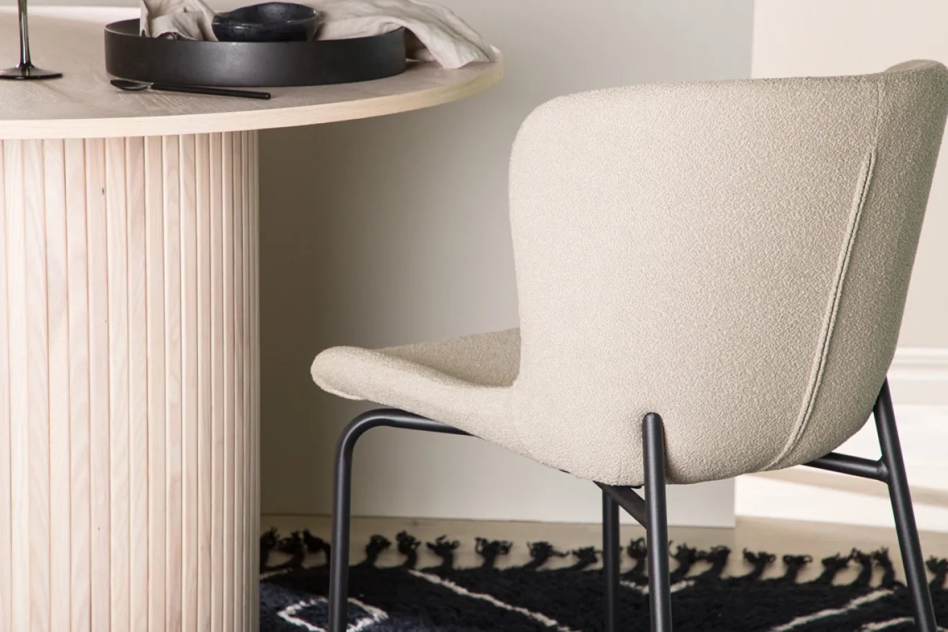 Fjôrd Eetkamerstoel Modesto Zwart/Beige Boucle