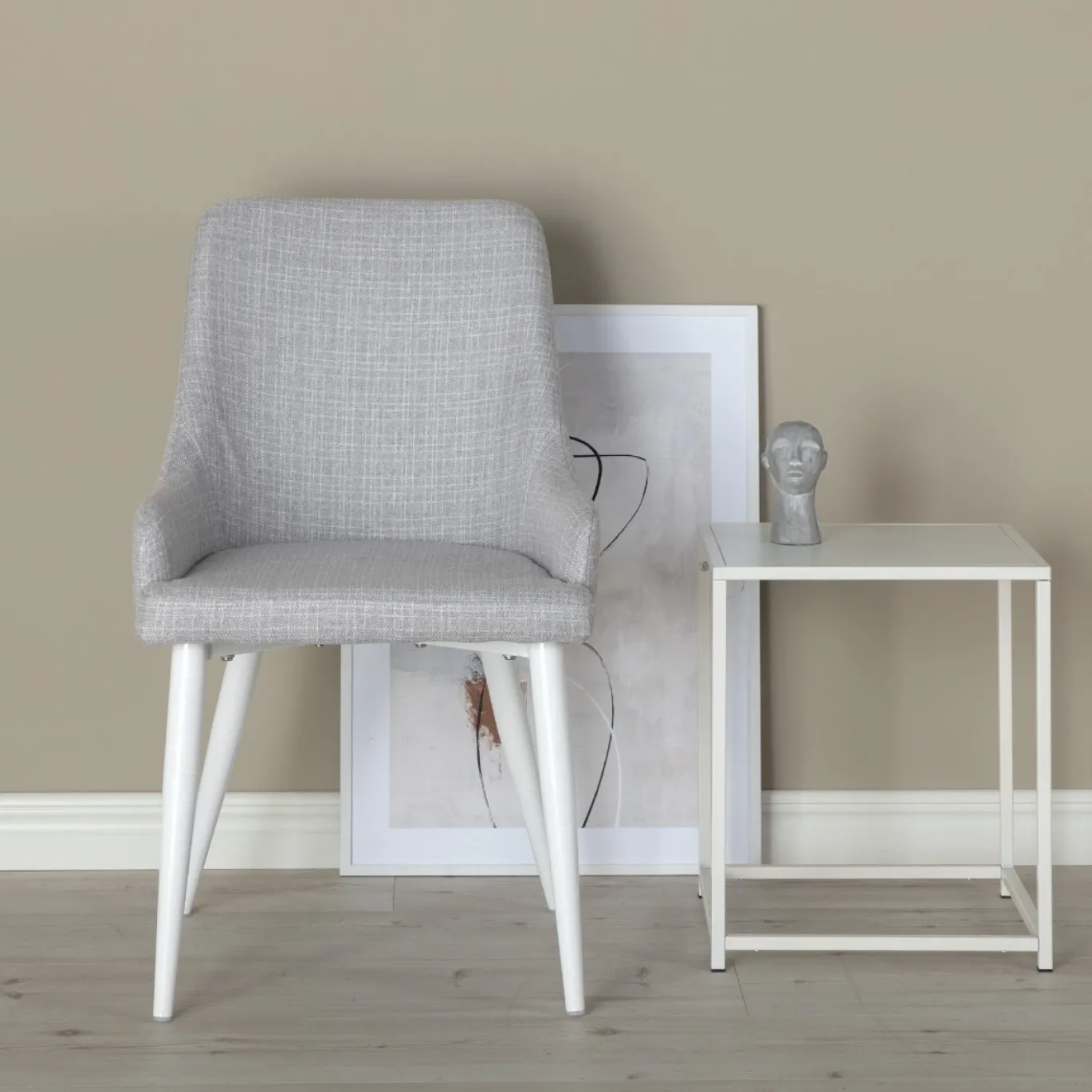 Fjôrd Eetkamerstoel Plaza Wit/Lichtgrijs Stof