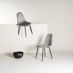 Fjôrd Eetkamerstoel Polar Grijs/Zwart Velvet