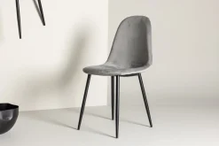 Fjôrd Eetkamerstoel Polar Grijs/Zwart Velvet
