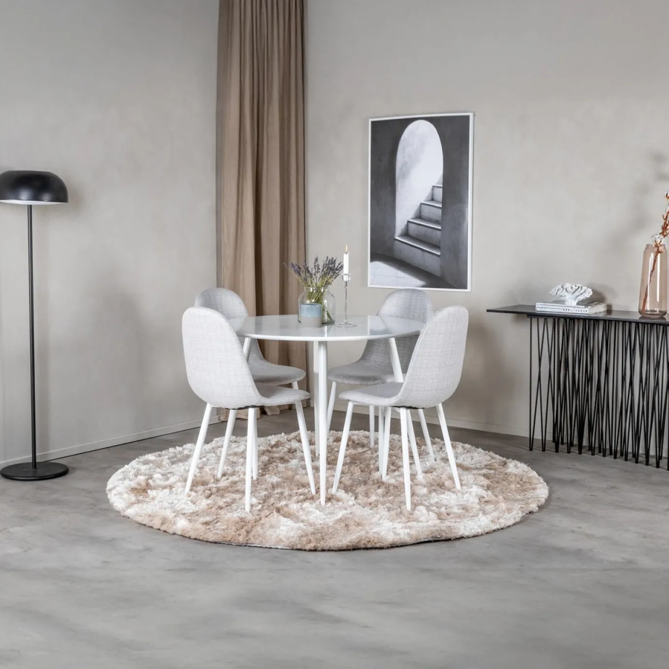 Fjôrd Eetkamerstoel Polar Grijs/Wit Stof