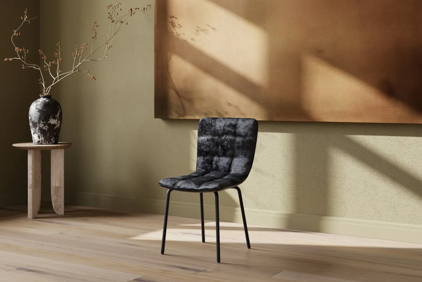 Fjôrd Eetkamerstoel Punsch Polyester Velvet Zwart