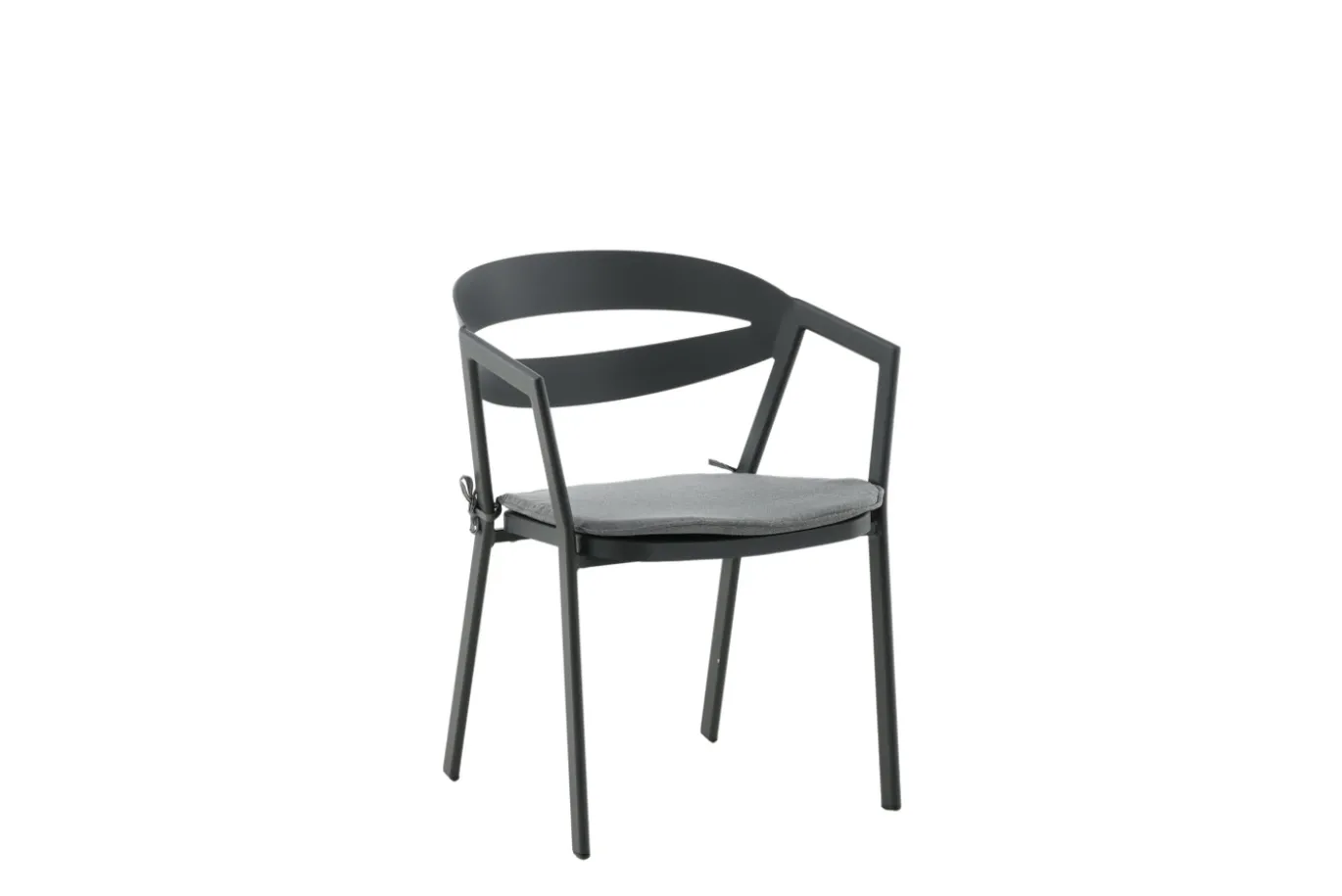 Fjôrd Eetkamerstoel Slit Kussen- Zwart /Grijs Aluminium