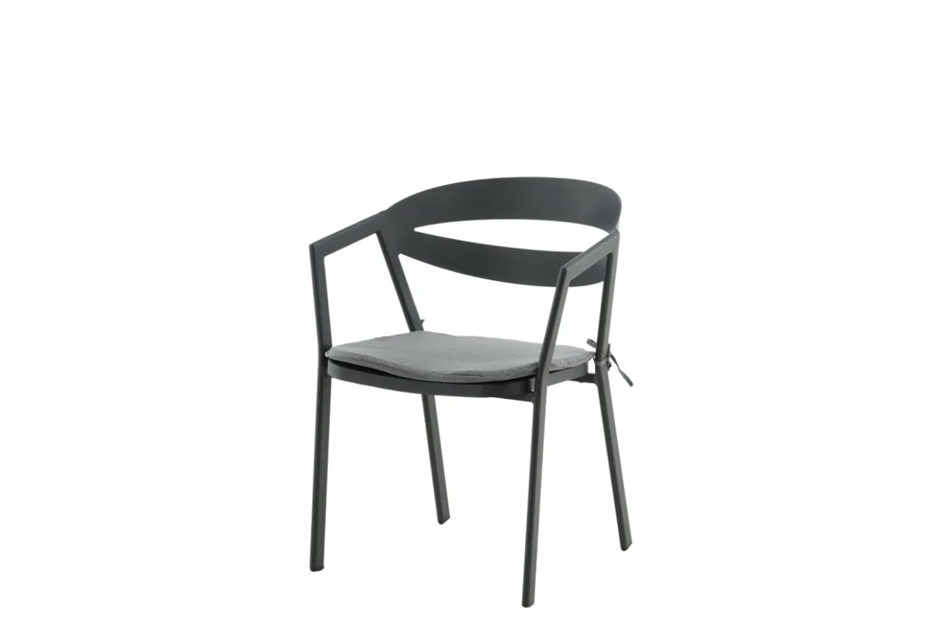 Fjôrd Eetkamerstoel Slit Kussen- Zwart /Grijs Aluminium