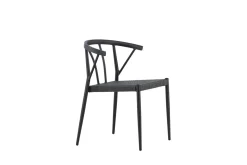 Fjôrd Eetkamerstoel Stina Zwart Alu/wicker