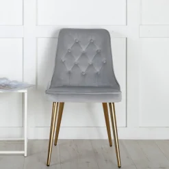 Fjôrd Eetkamerstoel Velvet Deluxe Brushed Koper/Lichtgrijs