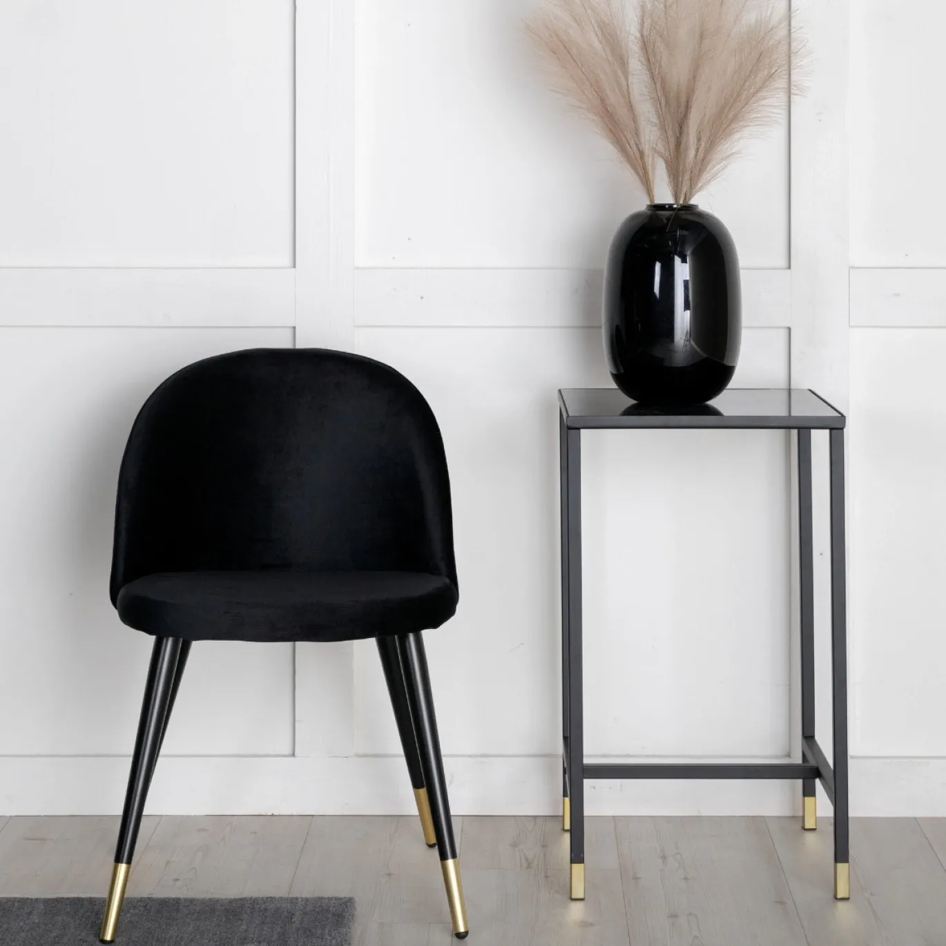 Fjôrd Eetkamerstoel Velvet Goud/Zwart