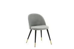 Fjôrd Eetkamerstoel Velvet Grijs/Zwart met Messing
