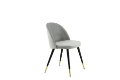 Fjôrd Eetkamerstoel Velvet Grijs/Zwart met Messing