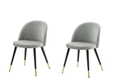 Fjôrd Eetkamerstoel Velvet Grijs/Zwart met Messing