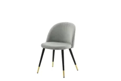 Fjôrd Eetkamerstoel Velvet Grijs/Zwart met Messing