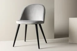 Fjôrd Eetkamerstoel Velvet Grijs/Zwart
