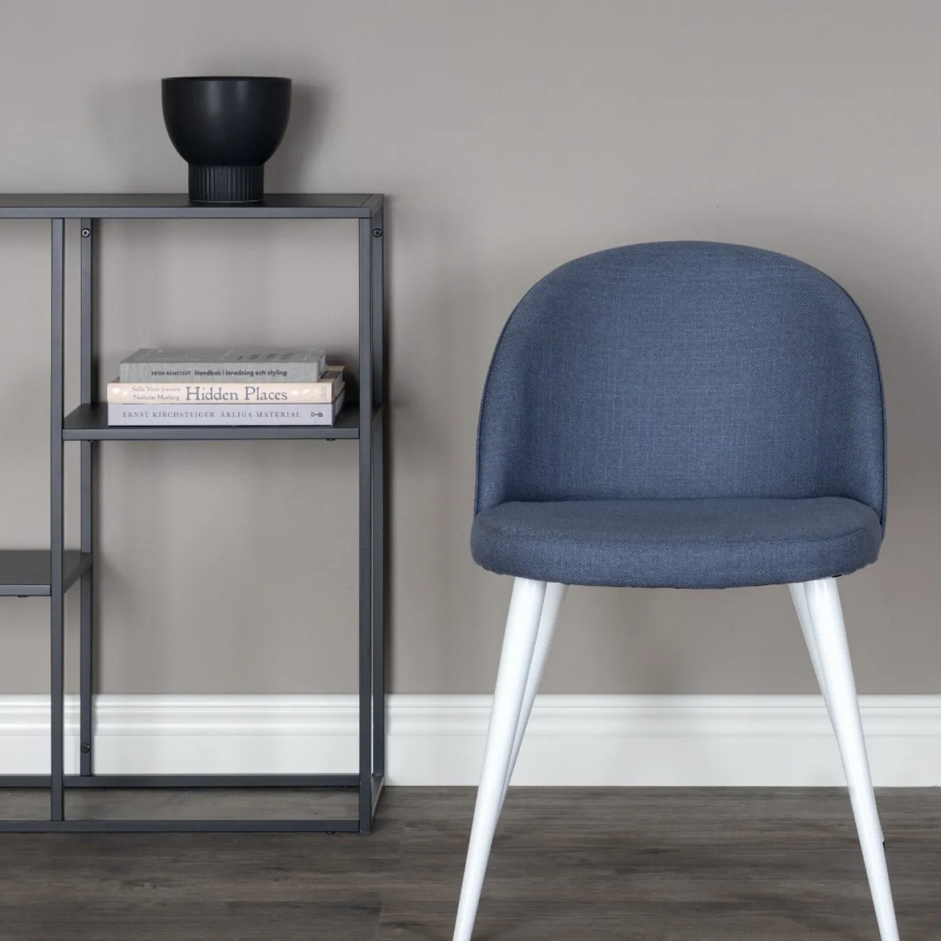 Fjôrd Eetkamerstoel Wit/Blauw Stof