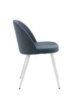 Fjôrd Eetkamerstoel Wit/Blauw Stof