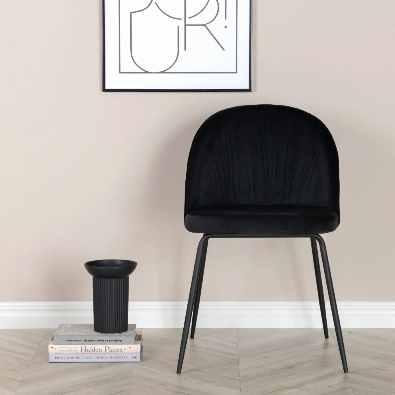 Fjôrd Eetkamerstoel Wrinkles Zwart Velvet