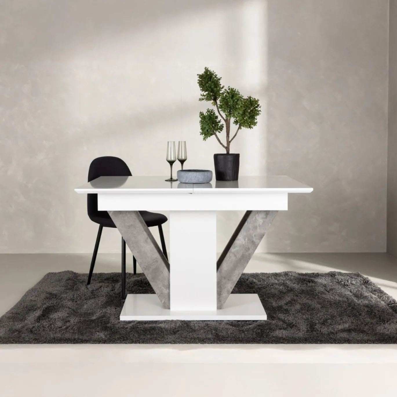 Fjôrd Eettafel Disa 120/160x80 Wit/Grijs