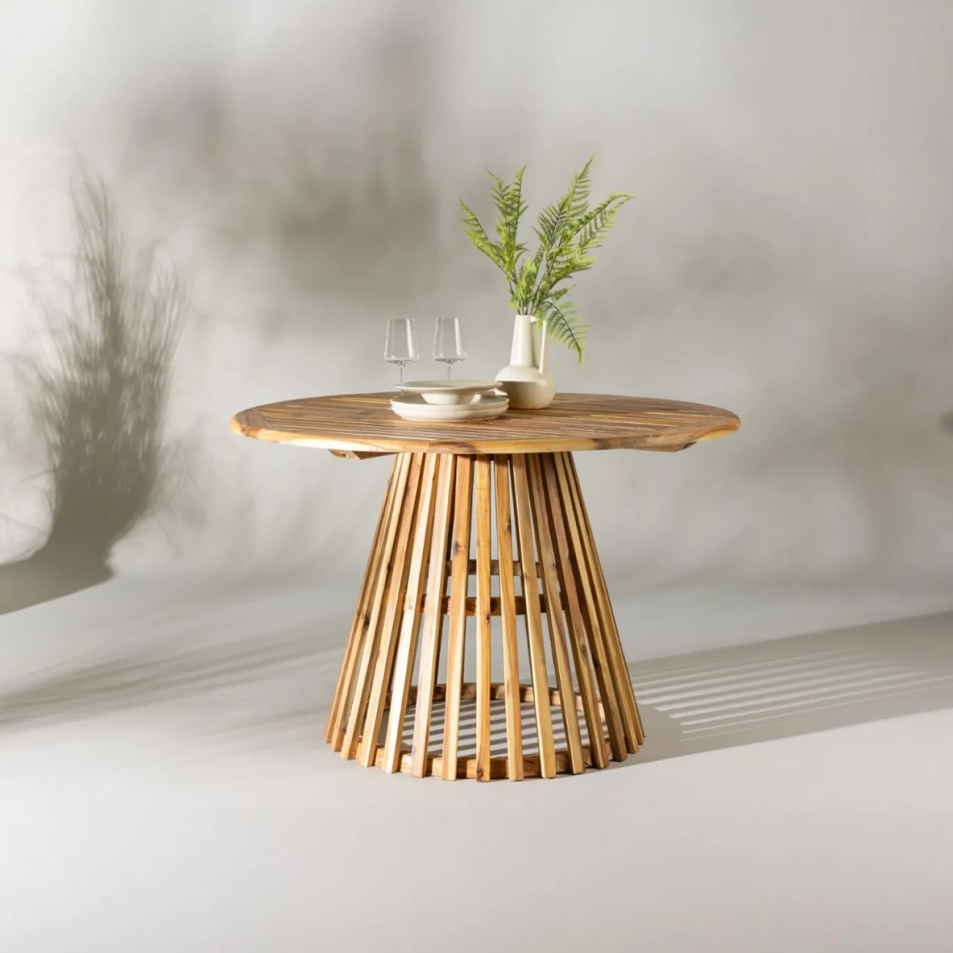Fjôrd Eettafel Lumpur Rond Acacia Teaklook Rond Ø120x75cm