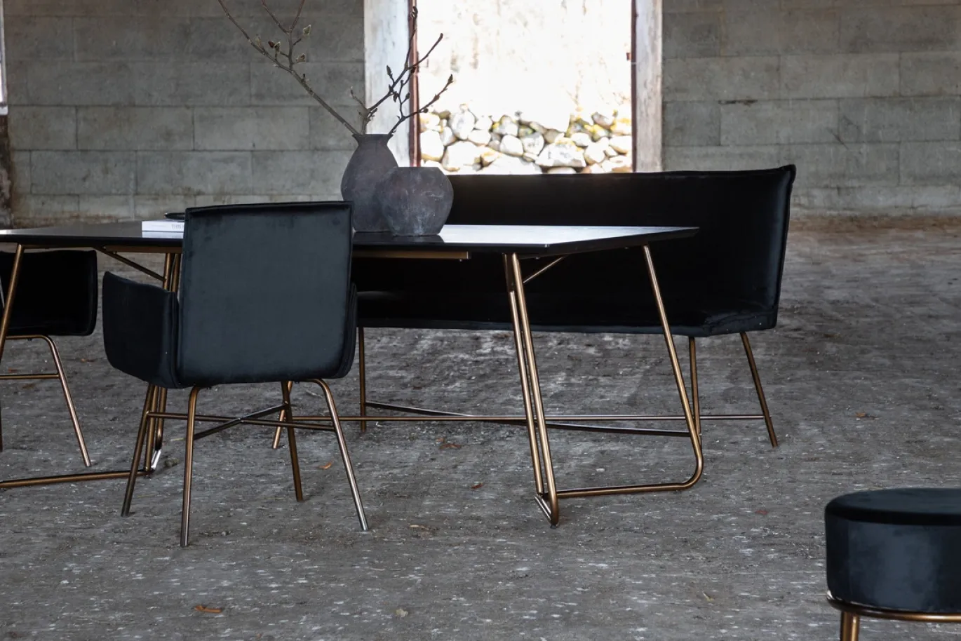 Fjôrd Eettafel Petra Distressed Koper Zwart Fineer 75x190x90cm