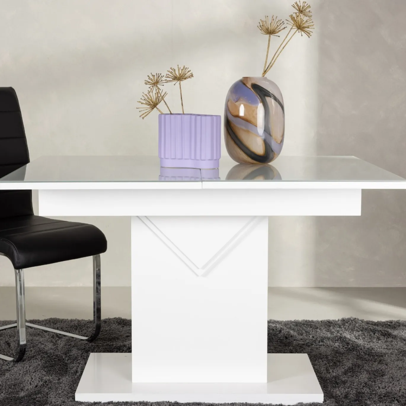 Fjôrd Eettafel Pluto 120/160x90cm Wit Mdf Glas