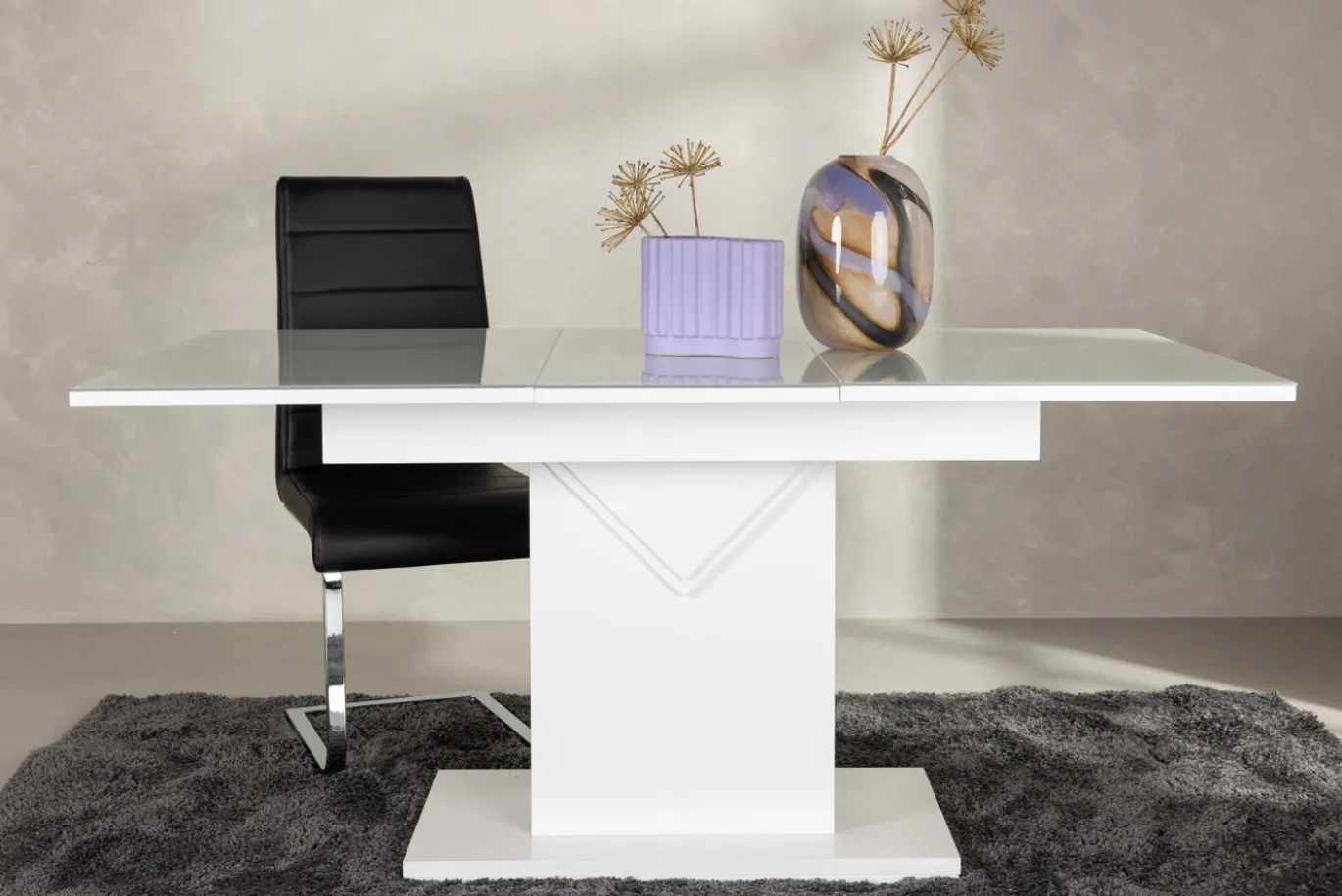 Fjôrd Eettafel Pluto 120/160x90cm Wit Mdf Glas
