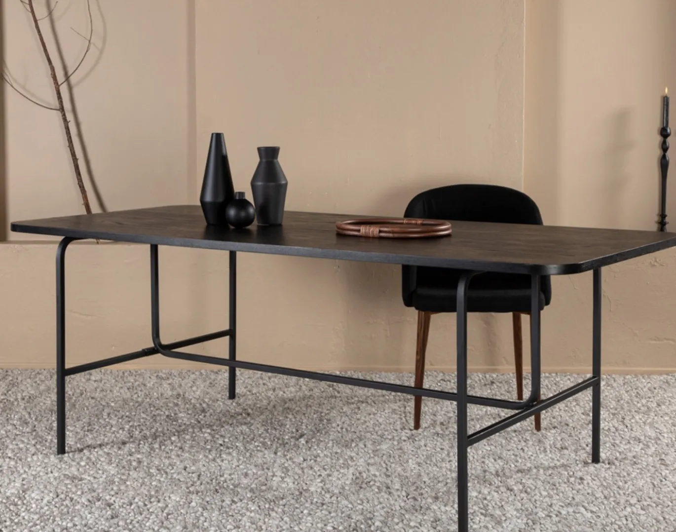Fjôrd Eettafel Uno Zwart Fineer 200cm