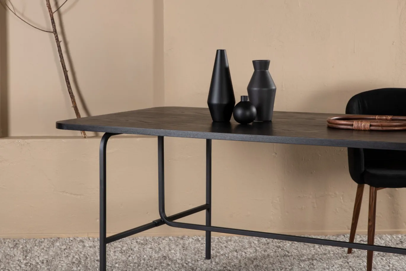Fjôrd Eettafel Uno Zwart Fineer 200cm