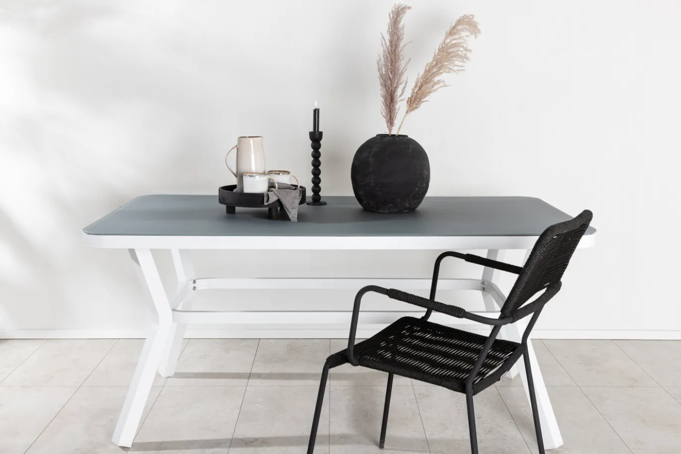Fjôrd Eettafel Virya Wit Met Grijs Glas 160cm