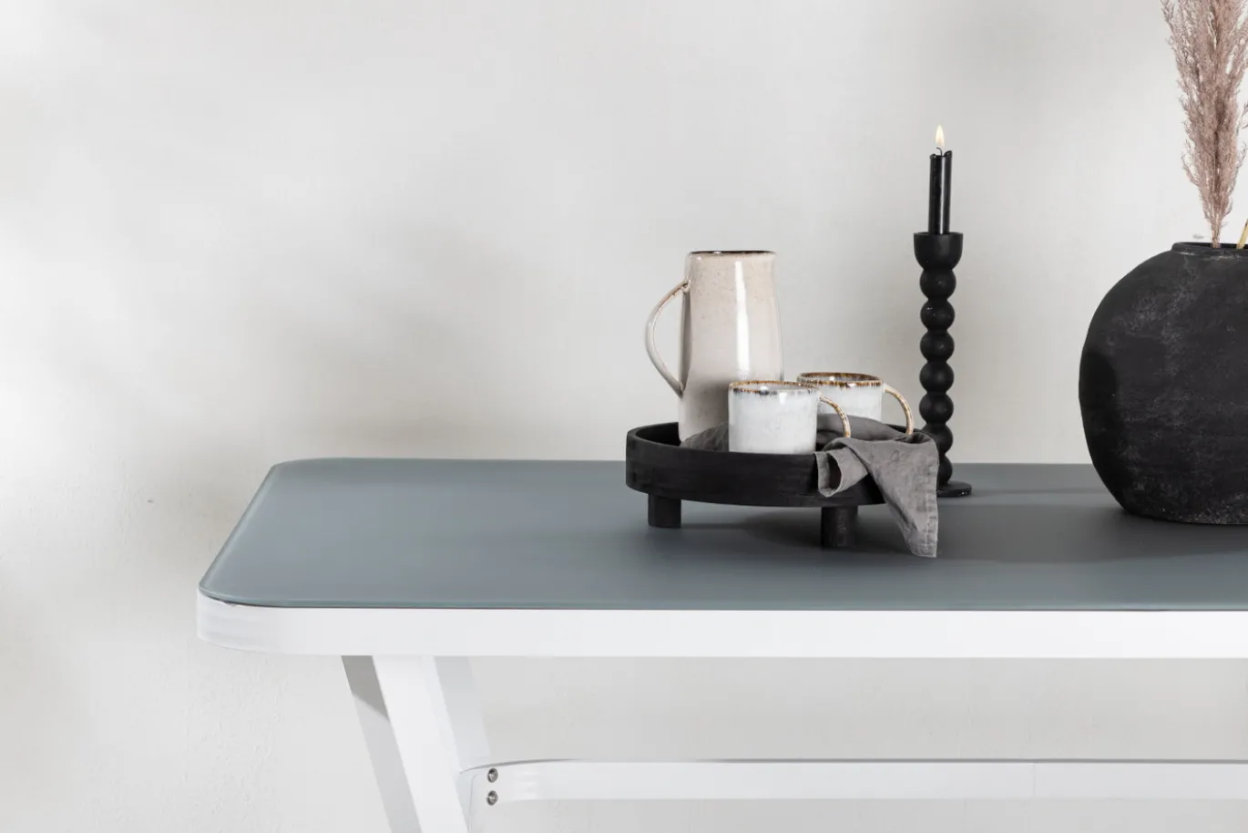 Fjôrd Eettafel Virya Wit Met Grijs Glas 160cm