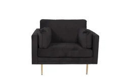 Fjôrd Fauteuil Boom Velvet Zwart & Gouden Onderstel