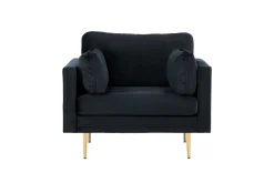 Fjôrd Fauteuil Boom Velvet Zwart & Gouden Onderstel