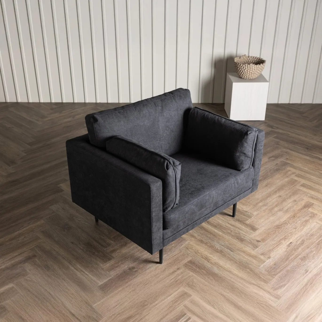 Fjôrd Fauteuil Boom Zwart Linnen