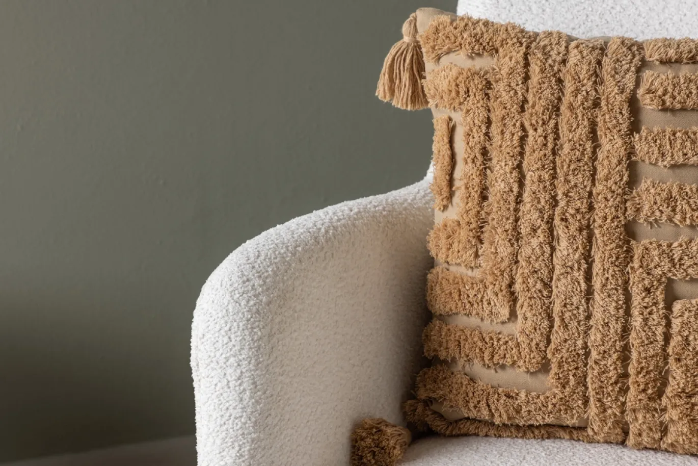 Fjôrd Fauteuil Como Ottoman Wit Boucle